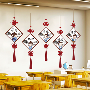 古风传统文化墙贴纸自粘幼儿园环创教室班级墙面装饰励志贴画布置