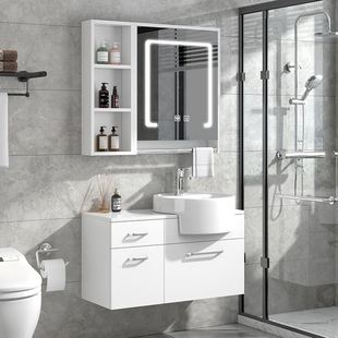 简约现代智能实木浴室柜卫生间洗手盆，柜组合洗脸盆柜洗漱台小户型