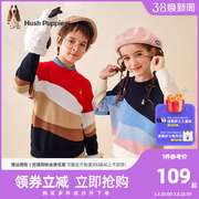暇步士童装儿童线衣，2023秋季男童休闲针织衫女童宝宝拼色毛衣