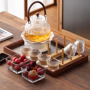 轻奢花茶壶水壶套装，水果茶壶下午茶蜡烛加热花草，果茶玻璃杯子茶具