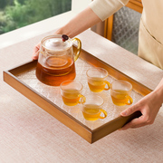 竹木茶盘托盘长方形商用家用放茶杯竹制水杯，收纳中式简约大号盘子