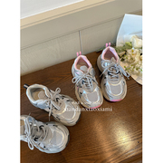 韩国JBM春夏季女童网面休闲运动鞋儿童粉银色老爹鞋透气慢跑鞋子