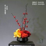 静铭中国大陆宵花餐桌花瓶，仿真花艺家居，装饰套装红色绢花摆放