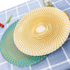 欧式风格大号水晶玻璃水果盘零食盘，绿色菠萝盘客厅糖果盘圆形平盘