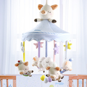 高档婴儿床铃音乐旋转床头铃布艺床挂新生儿，个月安抚玩具0-6