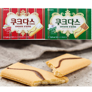 韩国进口克丽安crown奶油，咖啡夹心条饼干蛋卷零食