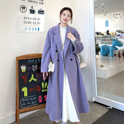 紫色双面羊绒大衣女秋冬季2024高级感羊毛中长款韩版呢子外套