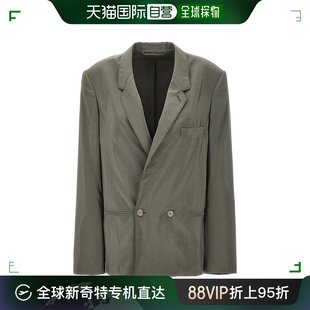 香港直邮潮奢lemaire女士双排，扣长袖褶皱西装外套