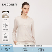 FALCONERI女士经典百搭柔软长袖罗纹圆领毛衣山羊绒针织衫DMLC250