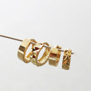 韩国1纯0k黄金耳环光面，菱面素圈耳骨钉，k金耳骨环简洁小素圈