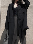 风衣外套女秋装复古慵懒风，气质上衣ins蝙蝠袖薄款中长款长袖