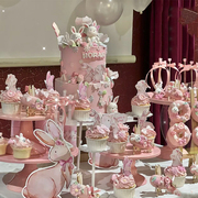 生肖兔子甜品台彼得兔蛋糕，装饰插件牌摆件，小白兔烘焙周岁百天满月