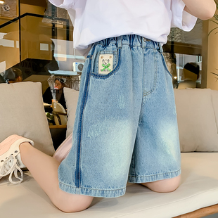 女童牛仔裤夏季2024外穿夏装童装，儿童裤子女，大童短裤五分裤薄