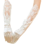 婚纱手套蕾丝长款白色韩版旅拍礼服长手套婚礼仪新娘手套缎面