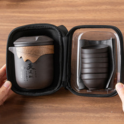 便携式紫砂旅行茶具套装功夫茶具快客杯公司订制小套装办公泡茶器