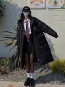 学院风黑色中长款羽绒棉服女2023年棉衣棉袄韩版过膝冬季外套