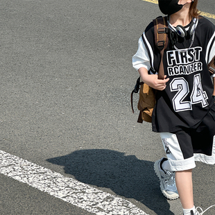 男童运动套装短袖夏季薄款2024中大儿童，速干冰丝篮球服宽松潮