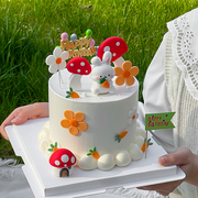 可爱兔子蛋糕装饰摆件田园，风迷你胡萝卜森系女孩，宝宝周岁生日插件