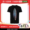 香港直邮marceloburlon黑色，羽毛图案印花t恤cmaa0181005潮流