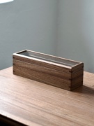 创意黑胡桃实木桌面首饰收纳盒木质筷子收纳戒指手表盒可刻字