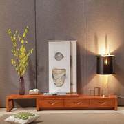 现代中式实木电视柜可伸缩客厅，家具榻榻米柜子小户型地柜视听柜