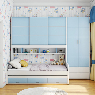 衣柜床一体小户型省空间多功能1米1.2储物组合床儿童床单人床定制