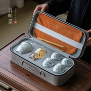 雅趣影青旅行茶具套装|简约中式德化陶瓷便携泡茶整套功夫茶具