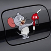 汽车充电口油箱盖油号提示车贴，个性创意猫和老鼠，加92加95加油盖贴
