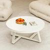 纯白色圆形茶几轻奢现代极简约奶油风客厅家用小户型岩板小茶几桌