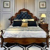 美式实木床真皮双人床卧室婚床高端复古皮床别墅奢华大床公主床