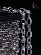 s925纯银手工原创设计长珍珠，霸气潮男项链，无吊坠银饰支持加长定制