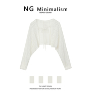 NG Minimalism蕾丝防晒开衫女夏薄款设计感小众宽松显瘦短款上衣