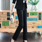 西裤女职业直筒黑色高腰长裤，藏蓝色垂坠感藏青色上班工作裤子薄款