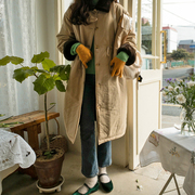 韩国加厚长款棉衣女士，毛毛内里保暖外套，百搭收腰风衣式棉服冬
