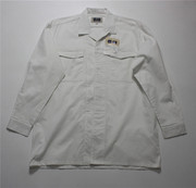 外贸日单纯棉牛津纺复古工装口袋长袖白衬衫宽松休闲古巴领衬衣