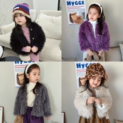 女童外套洋气2023冬款韩版儿童短款毛毛衣 仿皮草亲子外套