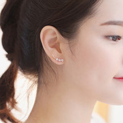 韩国镶钻925纯银耳钉星星气质耳环女日韩国甜美可爱耳排饰品
