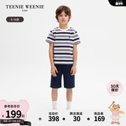 teenieweeniekids小熊童装男童，24年夏季刺绣条纹短袖t恤