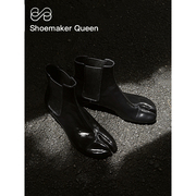 Shoemaker Queen软皮软面~分趾忍者切尔西中跟短靴女春秋粗跟单靴