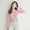 粉色竹节棉t恤女长袖，韩版2022年春装，圆领纯棉短袖纯色打底衫