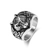 时尚男款钛钢戒指，欧美复古北欧凯尔特狼狼头，钛钢男式戒指指环