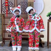 花棉袄女冬季儿童，2023东北小孩过年喜庆衣服，男女童花套装