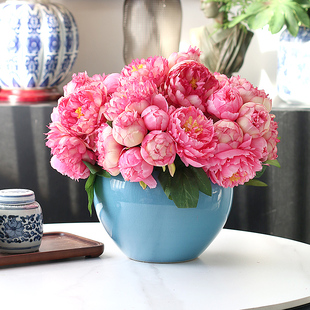 紫嫣套餐花束仿真花牡丹，中式客厅餐桌，装饰花卉婚礼布置假花摆件
