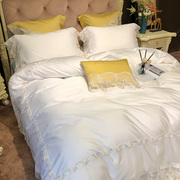 100支欧式床单四件套全棉，纯棉被套件，别墅样板间轻奢纯色床上用品
