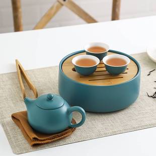 户外陶瓷旅行茶具套装带茶盘，家用小型功夫茶具便携包泡茶茶壶茶杯