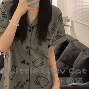 韩国hellokitty睡衣女，夏季卡通可爱纯棉2024短袖两件套家居服