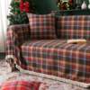 复古英伦格子美式乡村圣诞风全包123组合沙发盖布多用罩巾桌布