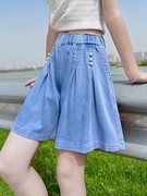 女童裙裤夏季薄款2023天丝网红炸街裤子，高腰宽松儿童洋气短裤外穿