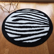 时尚黑白色斑马纹圆形地毯电脑椅垫书房椅子垫客厅茶几卧室床边毯