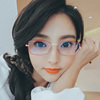 韩版超轻细框金丝边红色窄方框眼镜，女近视可配高度数(高度数)小框小脸镜架